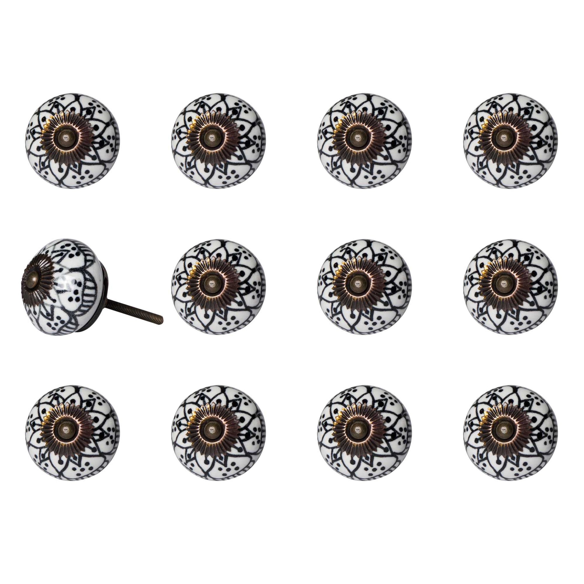 1.5" X 1.5" X 1.5" Black White Copper  Knobs 12 Pack-1