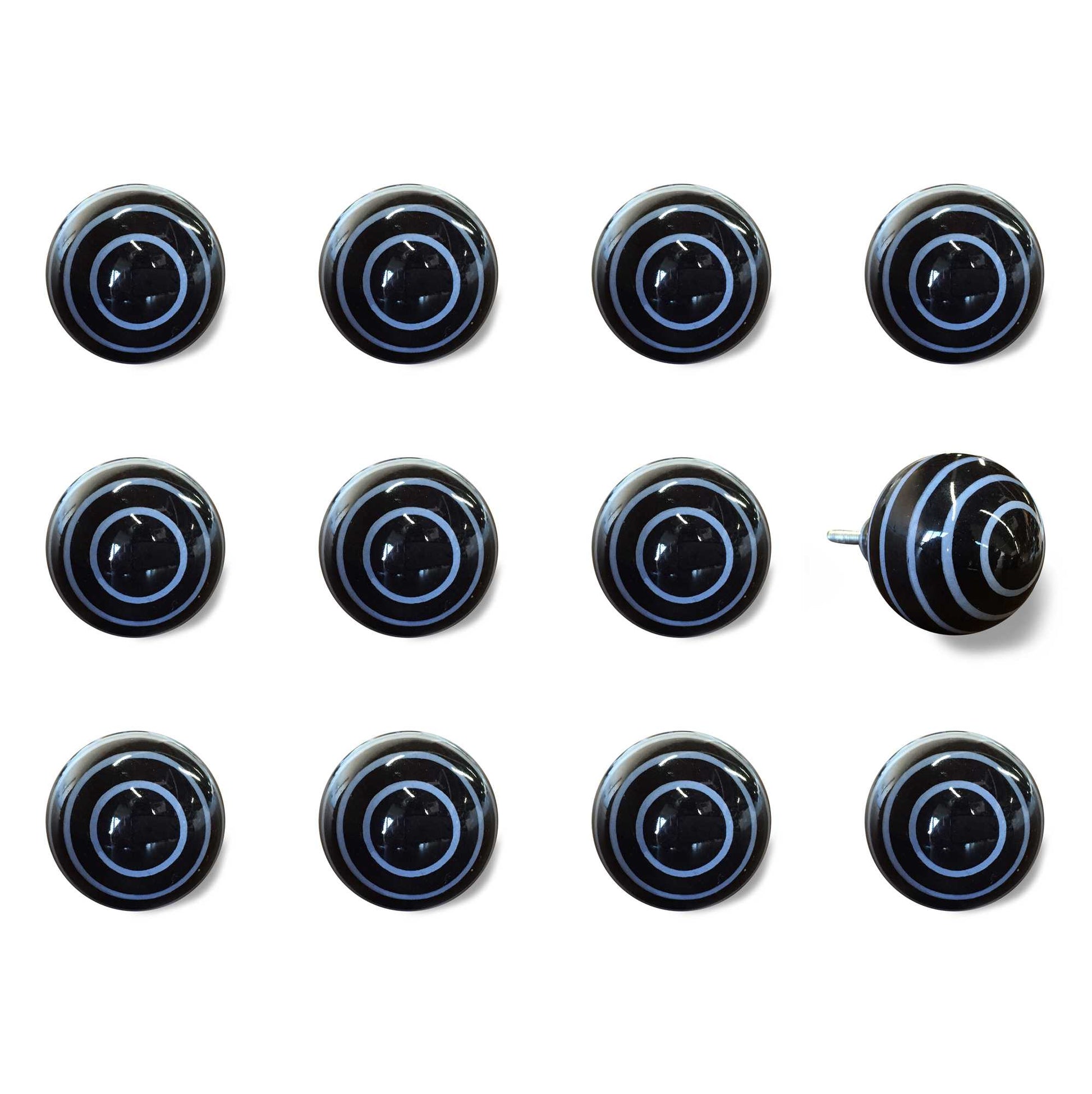 1.5" X 1.5" X 1.5" Black And Light Blue Knobs 12 Pack-0