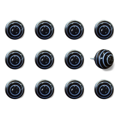 1.5" X 1.5" X 1.5" Black And Light Blue Knobs 12 Pack-0