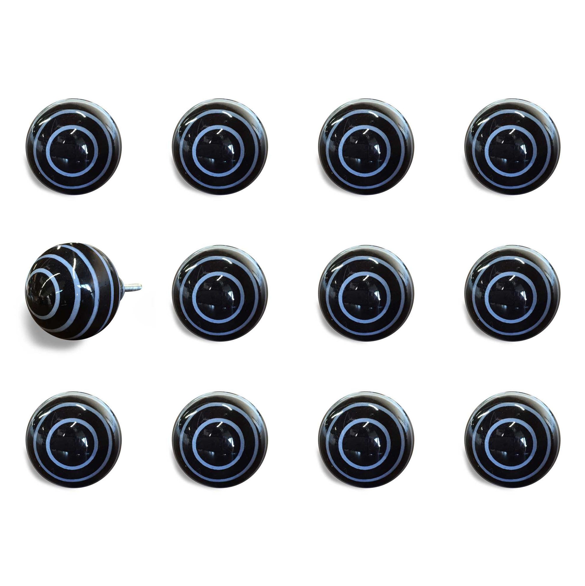 1.5" X 1.5" X 1.5" Black And Light Blue Knobs 12 Pack-1