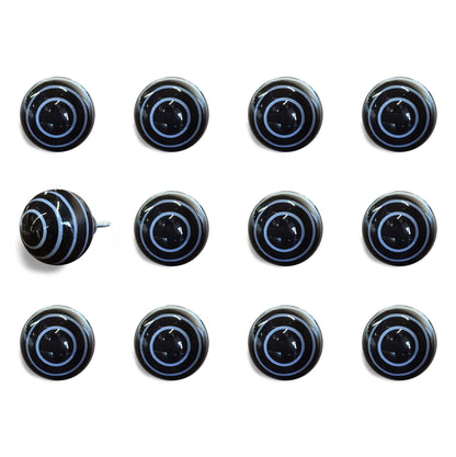 1.5" X 1.5" X 1.5" Black And Light Blue Knobs 12 Pack-1