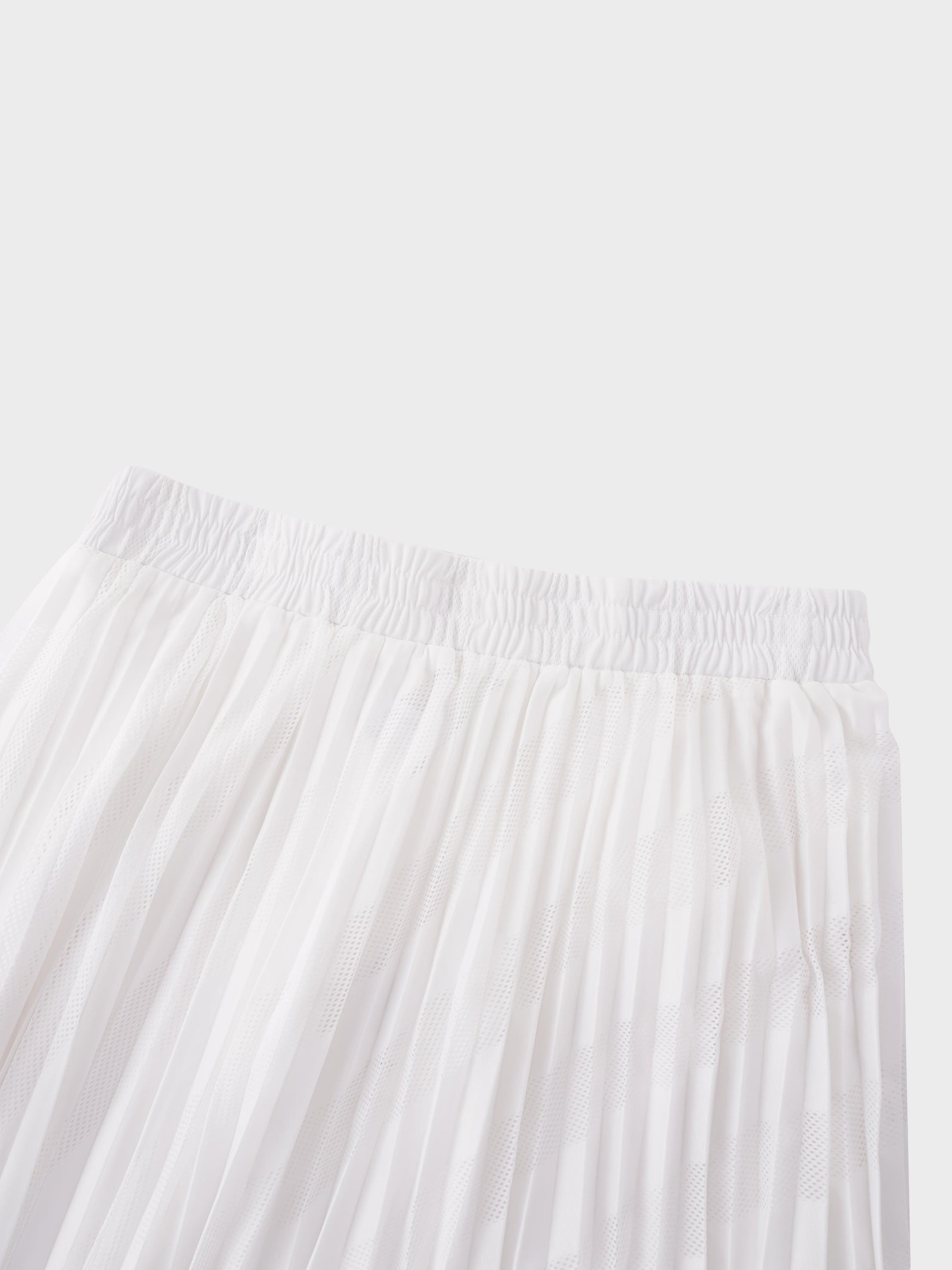 Perforated Pleated Skirt-White-4