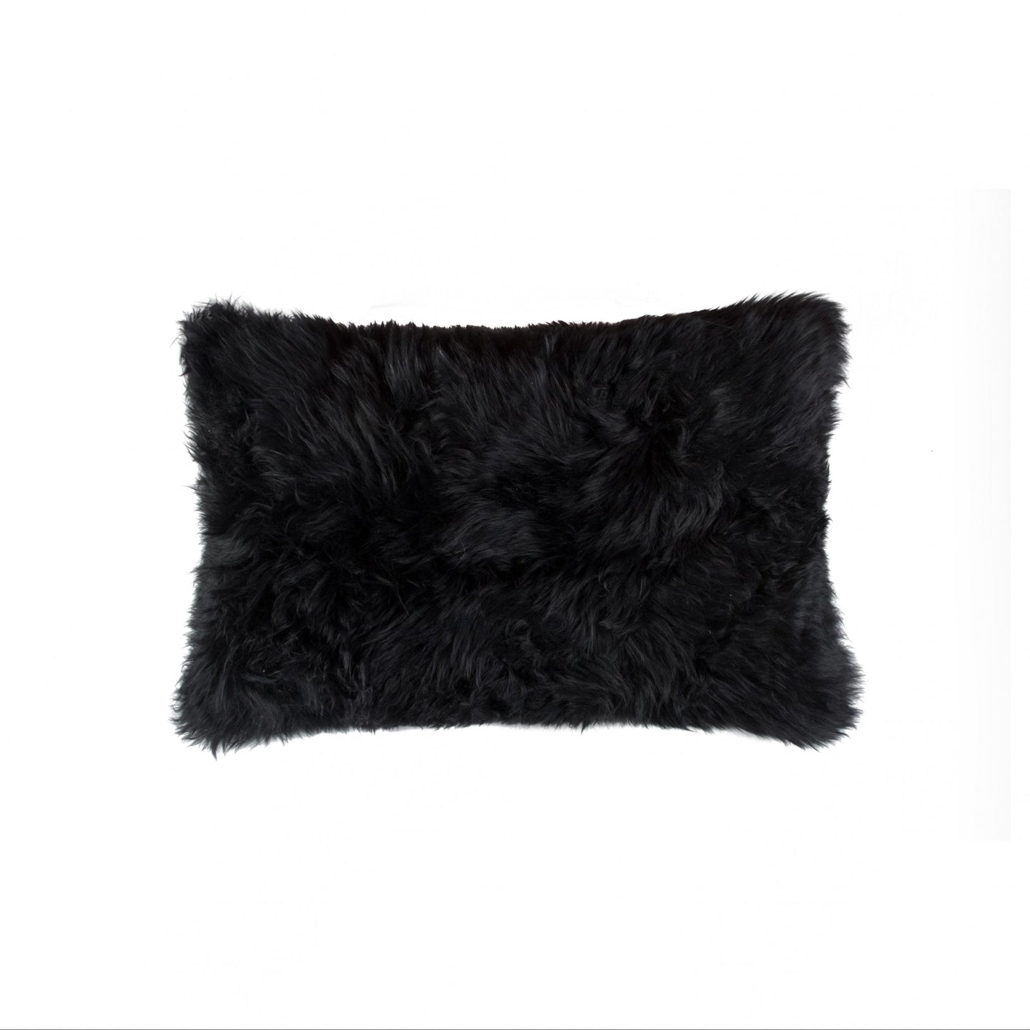 12" X 20" Black Sheepskin Lumbar Throw Pillow-1