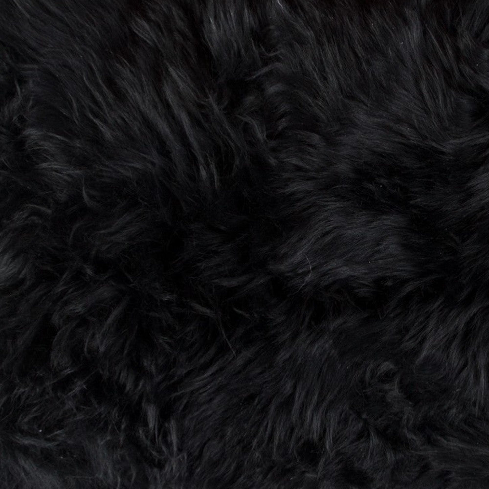 12" X 20" Black Sheepskin Lumbar Throw Pillow-3