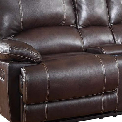 76" Brown Faux Leather Manual Reclining Love Seat With Storage-2