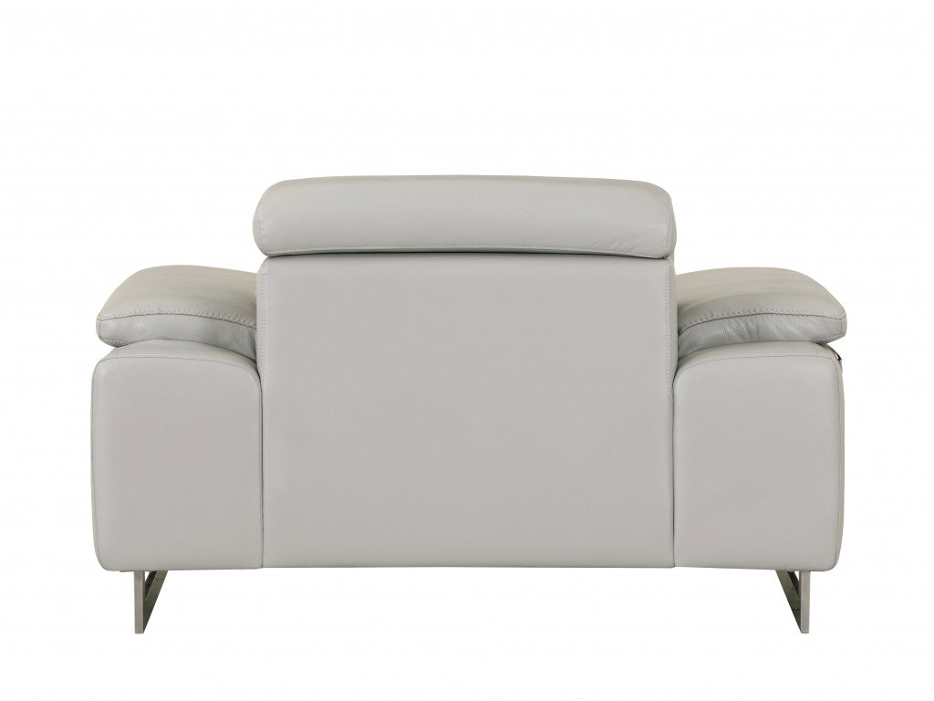 51" Gray And Silver Genuine Leather Chair and a Half-3