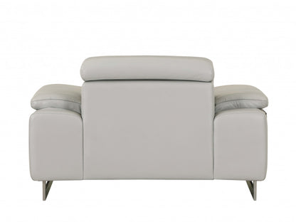51" Gray And Silver Genuine Leather Chair and a Half-3