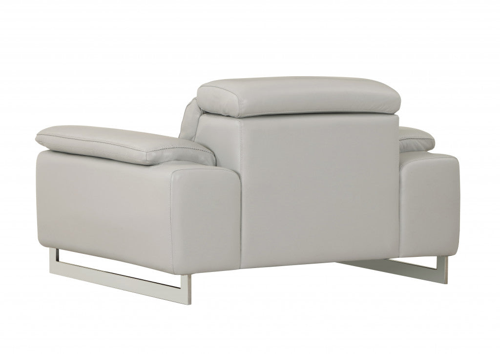 51" Gray And Silver Genuine Leather Chair and a Half-4