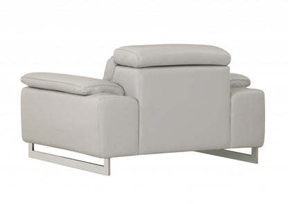 51" Gray And Silver Genuine Leather Chair and a Half-4