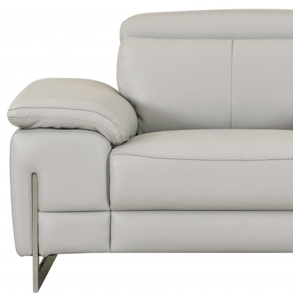 51" Gray And Silver Genuine Leather Chair and a Half-7