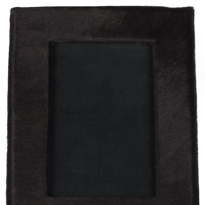 4" x 6" Black Cowhide Picture Frame with Mat-4