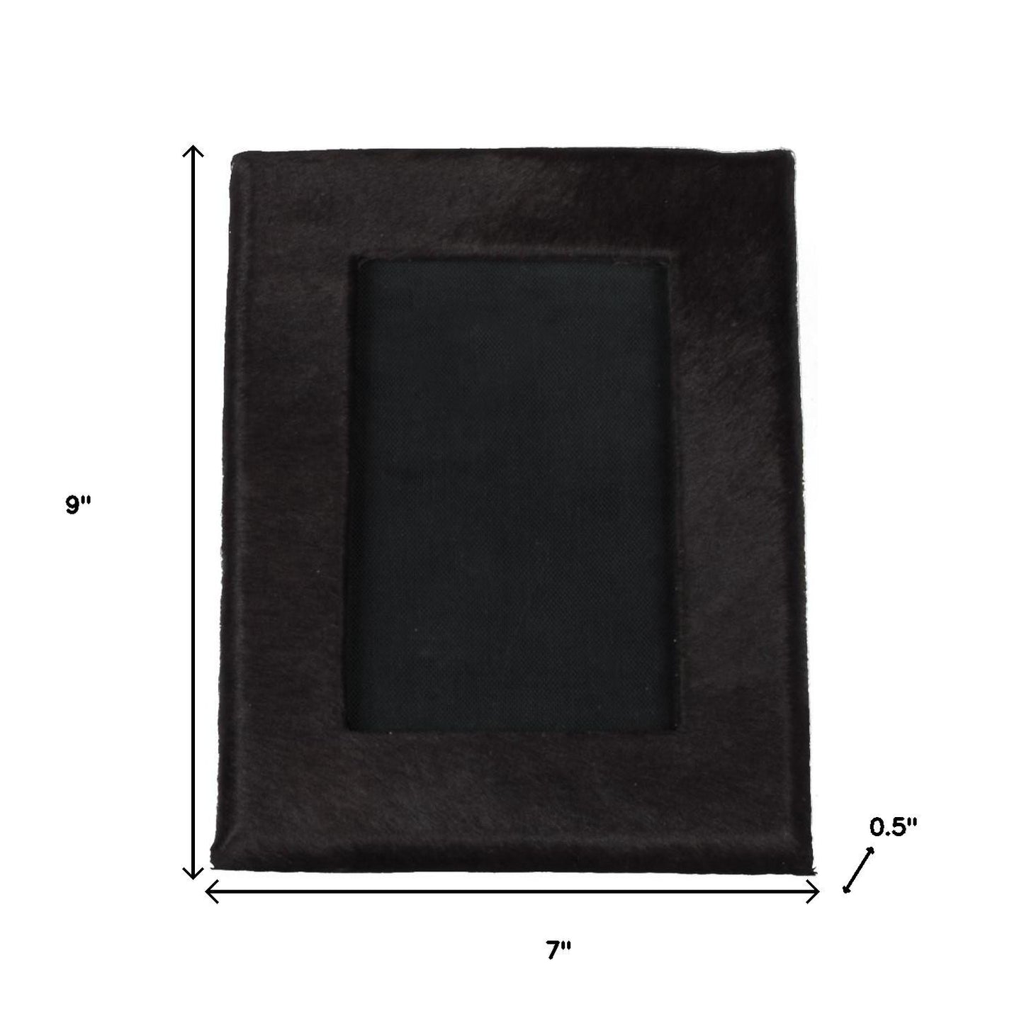 4" x 6" Black Cowhide Picture Frame with Mat-5