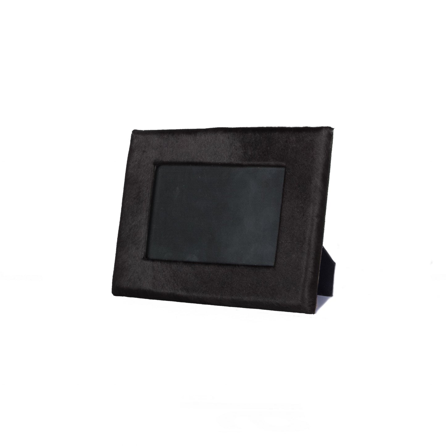 4" x 6" Black Cowhide Picture Frame with Mat-3