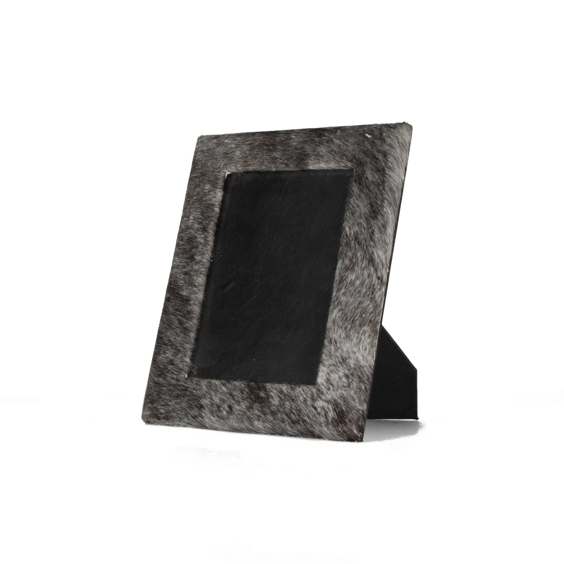 4" x 6" Gray Cowhide Tabletop Picture Frame with Mat-2