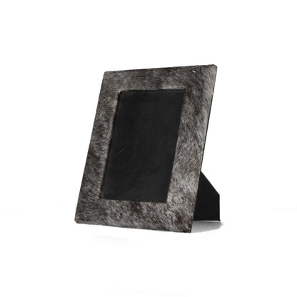 4" x 6" Gray Cowhide Tabletop Picture Frame with Mat-2