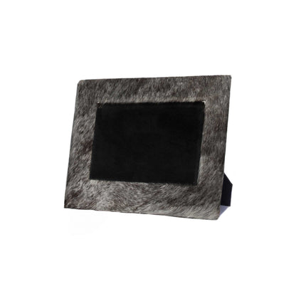 4" x 6" Gray Cowhide Tabletop Picture Frame with Mat-3