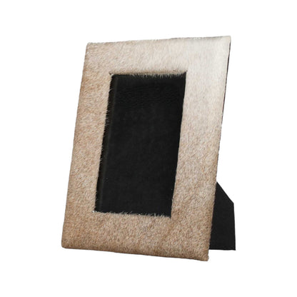4" x 6" Natural Cowhide Tabletop Picture Frame with Mat-2