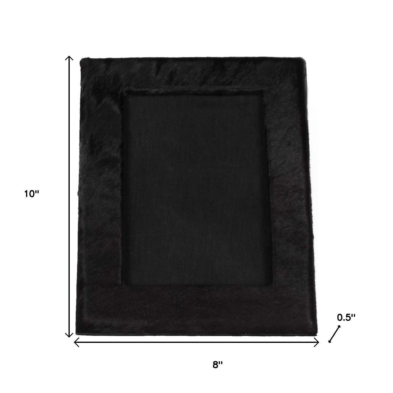 5" x 7" Black Cowhide Hanging & Tabletop Picture Frame with Mat-5