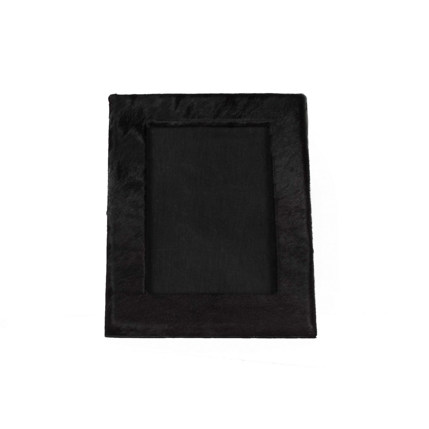 5" x 7" Black Cowhide Hanging & Tabletop Picture Frame with Mat-1