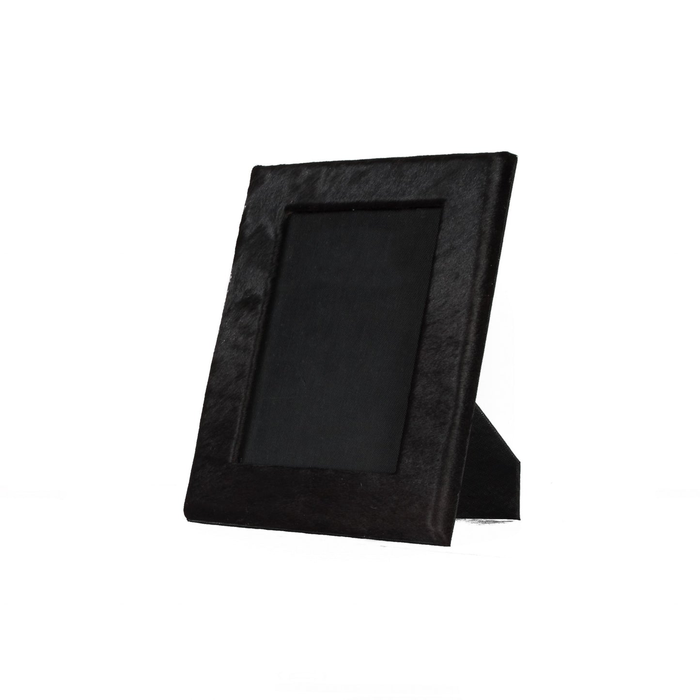5" x 7" Black Cowhide Hanging & Tabletop Picture Frame with Mat-2