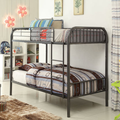 Gunmetal Twin Over Twin Metal Bunk Bed-5