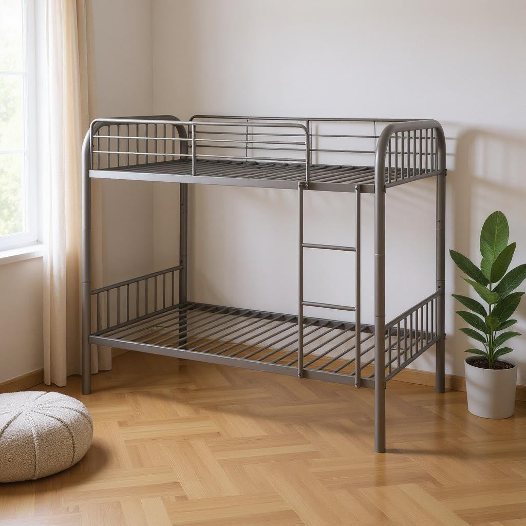 Gunmetal Twin Over Twin Metal Bunk Bed-0