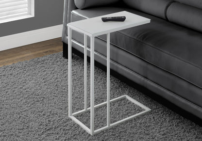18.25" X 10.25" X 24" White Metal Tempered Glass Accent Table-2