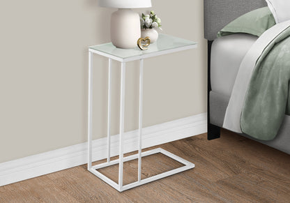 18.25" X 10.25" X 24" White Metal Tempered Glass Accent Table-3