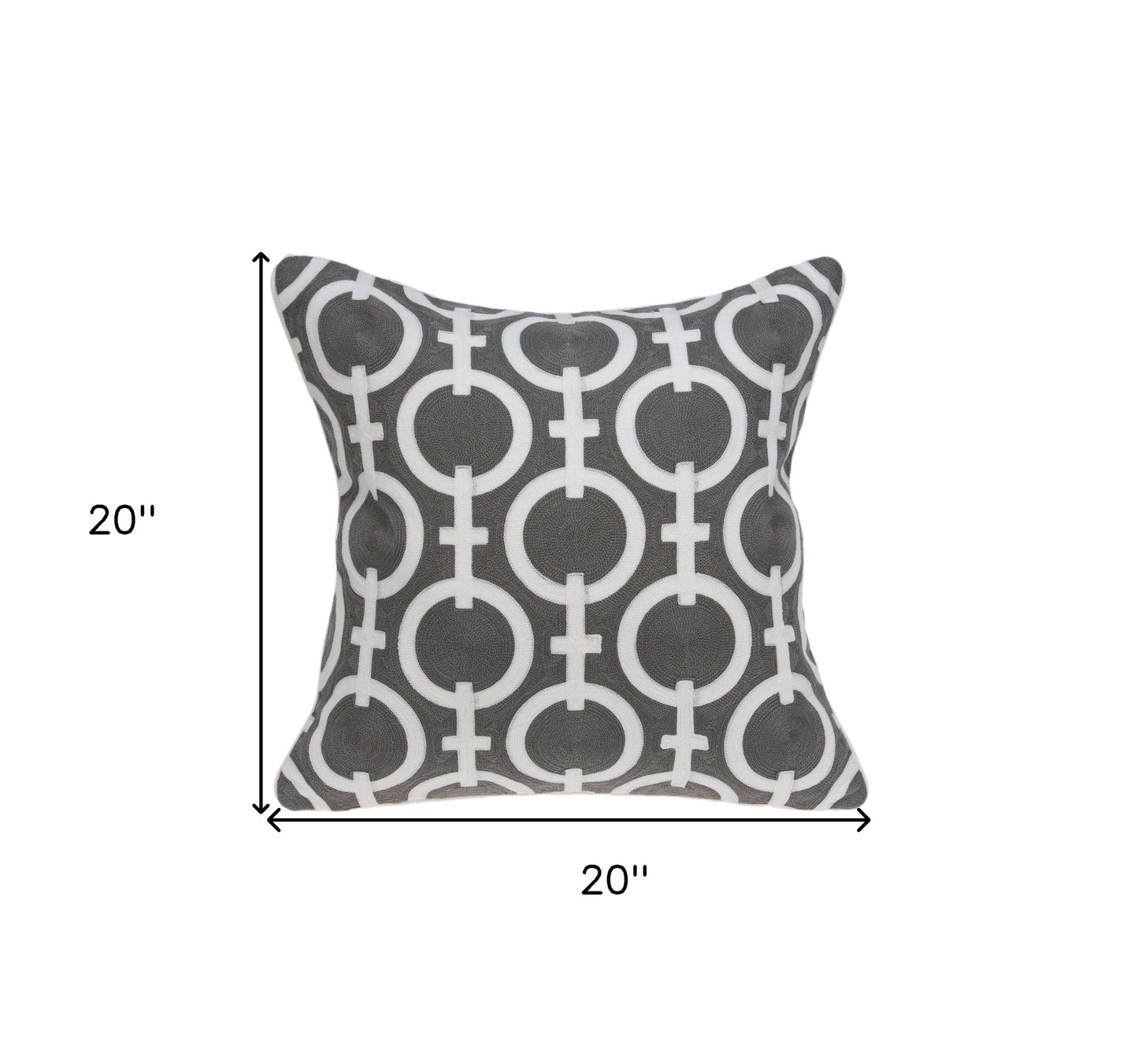 20" X 7" X 20" Transitional Gray And White Accent Pillow Cover With Poly Insert-2