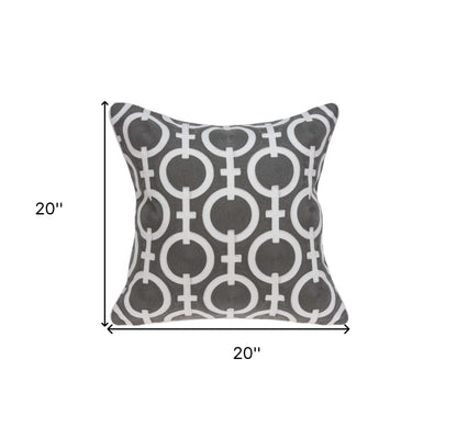 20" X 7" X 20" Transitional Gray And White Accent Pillow Cover With Poly Insert-2