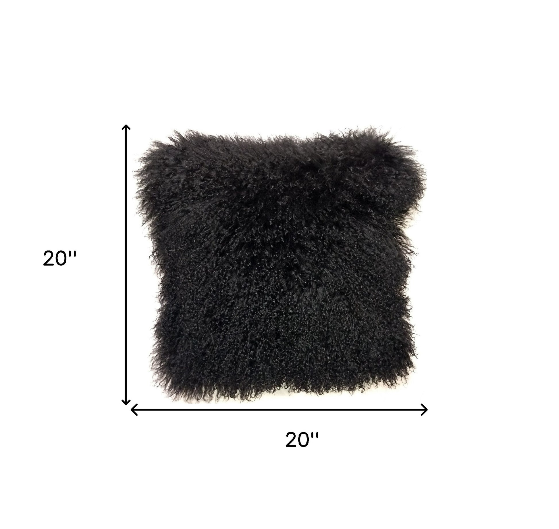 20" Black Genuine Tibetan Lamb Fur Pillow With Microsuede Backing-4