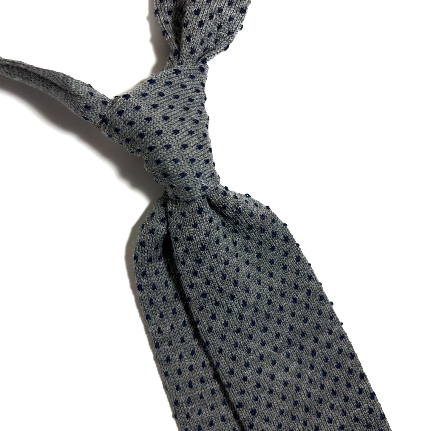 Gray Polka-Dot Wool Knitted Tie-1