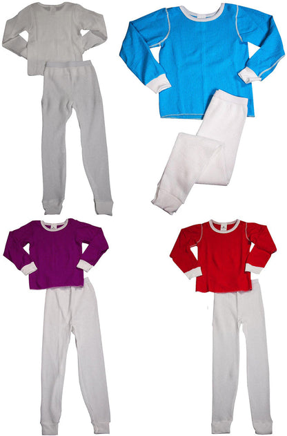 Indera Girls Long Sleeve Thermal Long John Underwear Pant and Top Set-0