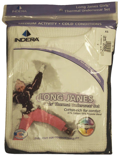 Indera Girls Long Sleeve Thermal Long John Underwear Pant and Top Set-2