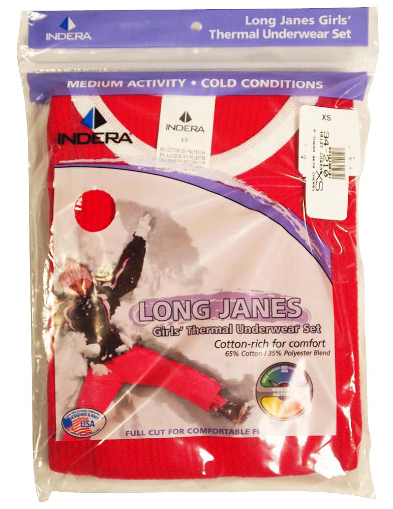 Indera Girls Long Sleeve Thermal Long John Underwear Pant and Top Set-4