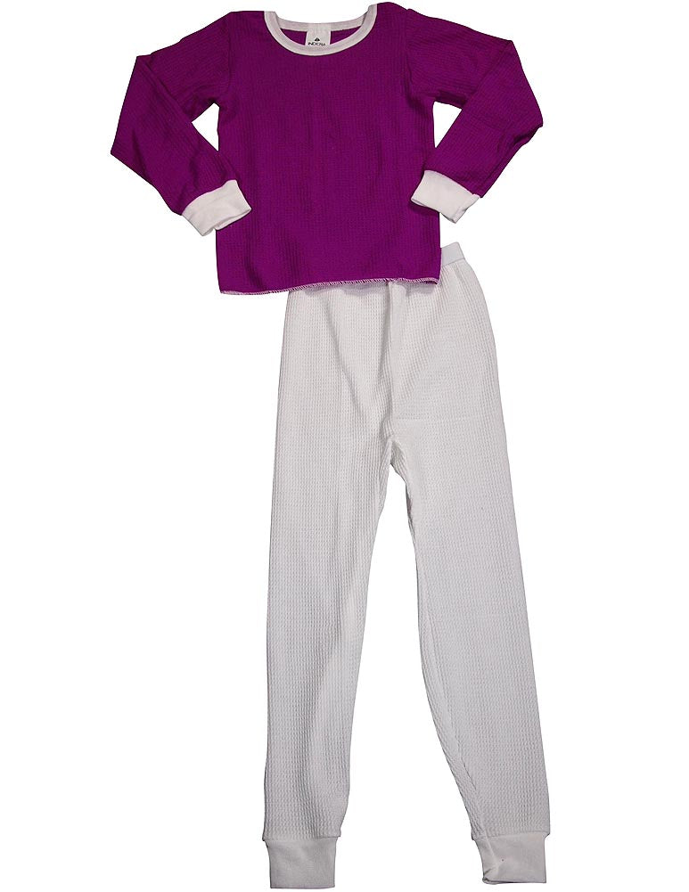 Indera Girls Long Sleeve Thermal Long John Underwear Pant and Top Set-6