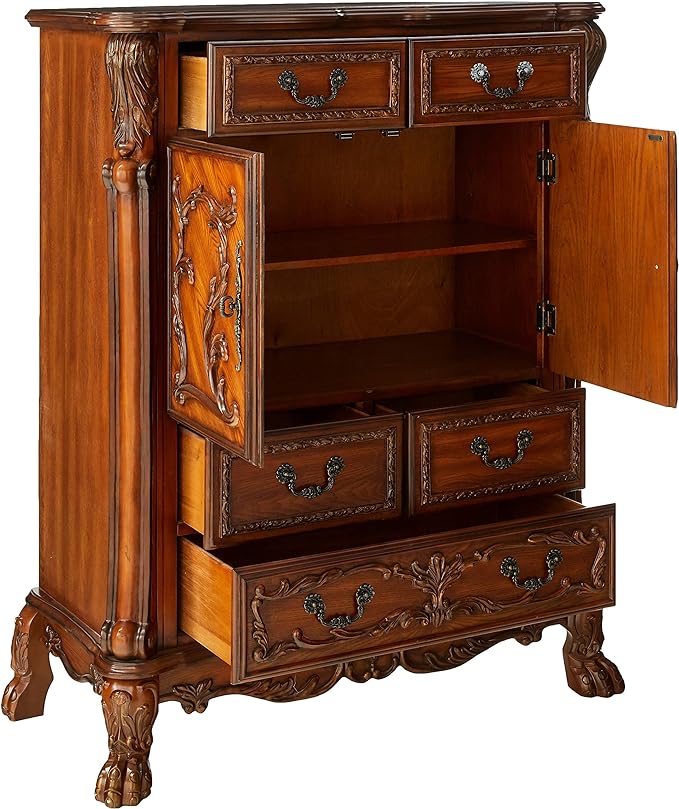 43" Brown Solid Wood Five Drawer Standard Chest-5