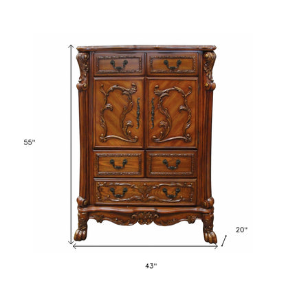 43" Brown Solid Wood Five Drawer Standard Chest-7