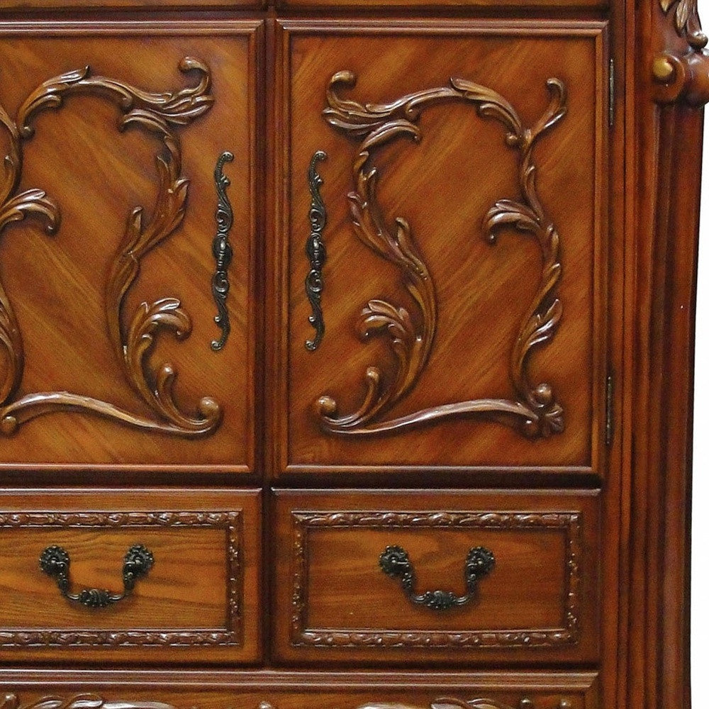 43" Brown Solid Wood Five Drawer Standard Chest-3