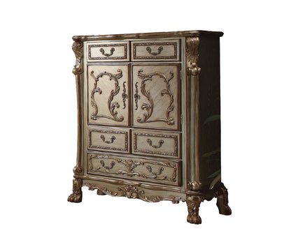 20" X 43" X 55" Gold Patina Bone Wood Poly Resin Chest-0