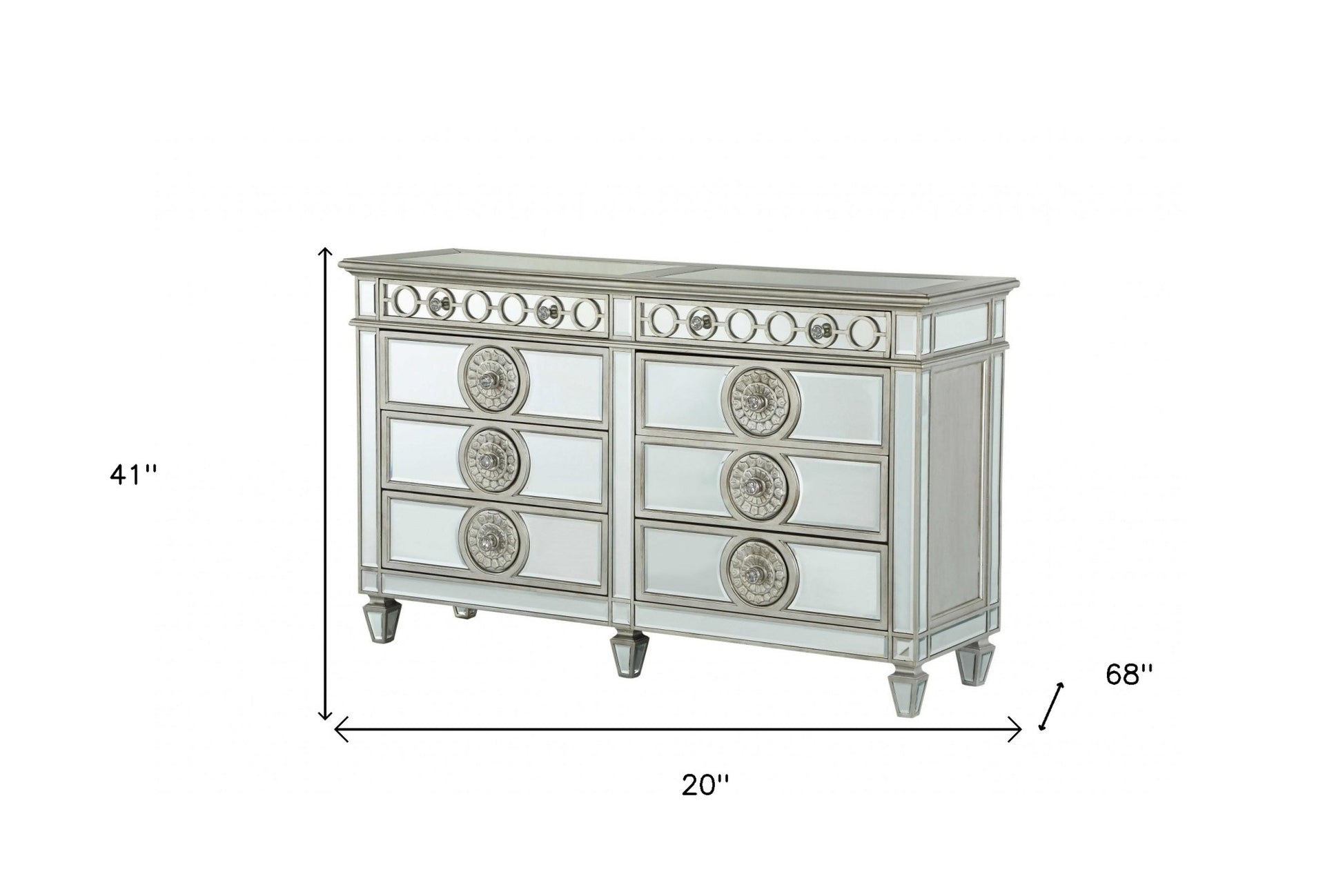 20" Gray Solid Wood Six Drawer Double Dresser-6