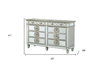 20" Gray Solid Wood Six Drawer Double Dresser-6