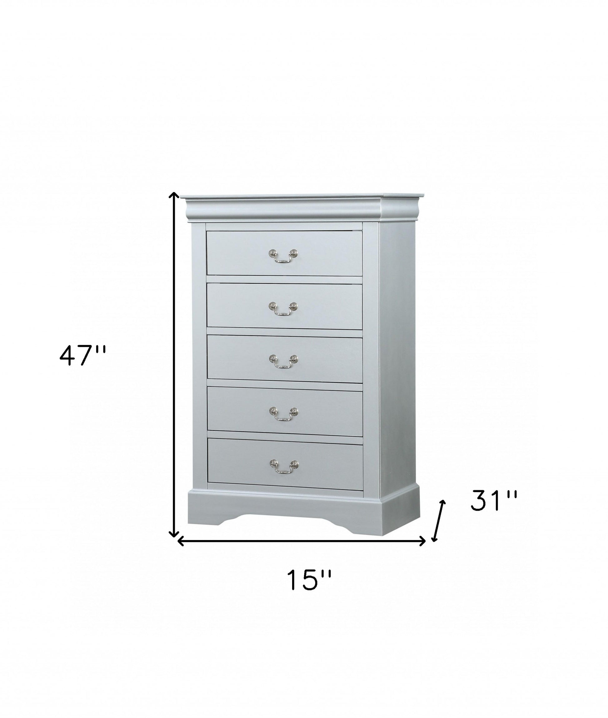 15" White Solid Wood Five Drawer Lingerie Chest-4