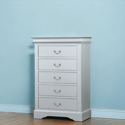 15" White Solid Wood Five Drawer Lingerie Chest-0
