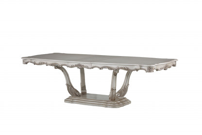 44" Off White Solid Wood Pedestal Base Dining Table-1
