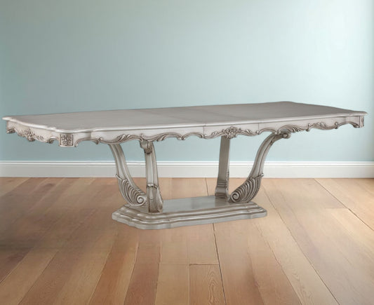 44" Off White Solid Wood Pedestal Base Dining Table-0