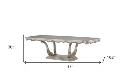 44" Off White Solid Wood Pedestal Base Dining Table-4
