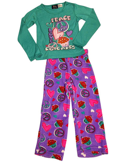 Fun Kidz - Little Girls' Long Sleeve Scribble Love Pajamas-5