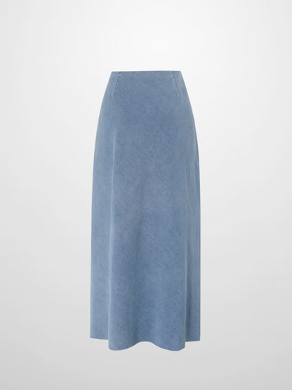 Classic Denim Skirt 35"-Light Blue-2