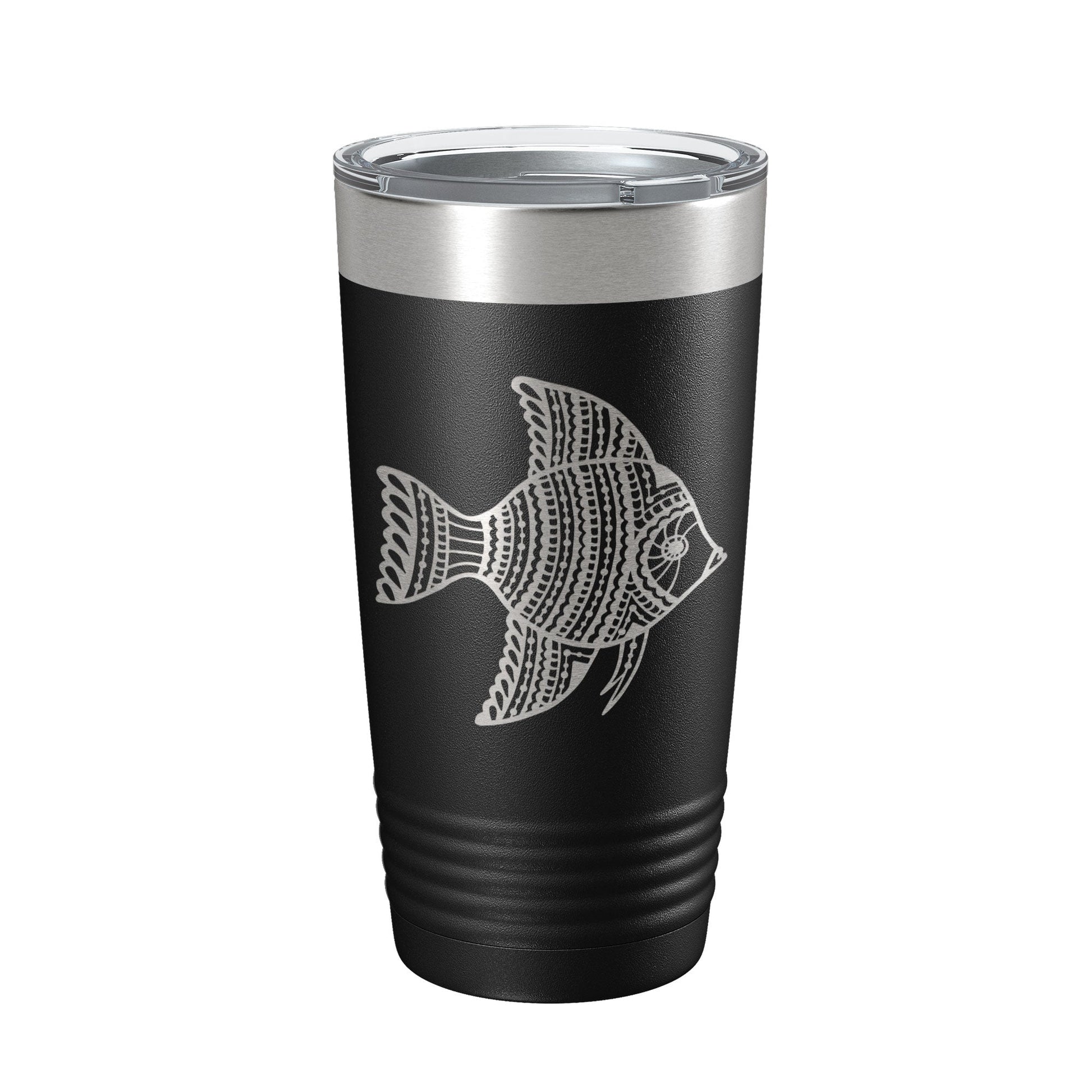 Fish Tumbler Zentangle Travel Mug Insulated Laser Engraved Coffee Cup 20 oz-5